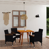 5 Piece Garden Dining Set Black